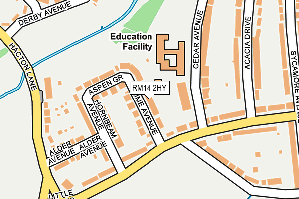 RM14 2HY map - OS OpenMap – Local (Ordnance Survey)