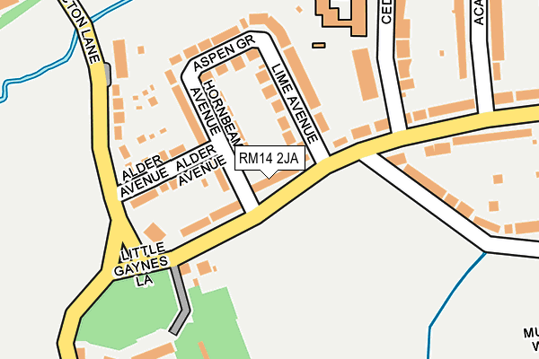 RM14 2JA map - OS OpenMap – Local (Ordnance Survey)