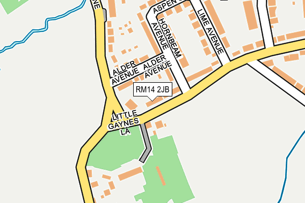 RM14 2JB map - OS OpenMap – Local (Ordnance Survey)