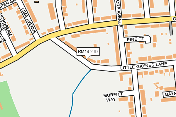 RM14 2JD map - OS OpenMap – Local (Ordnance Survey)