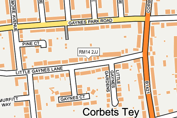 RM14 2JJ map - OS OpenMap – Local (Ordnance Survey)