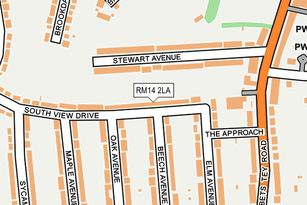 RM14 2LA map - OS OpenMap – Local (Ordnance Survey)