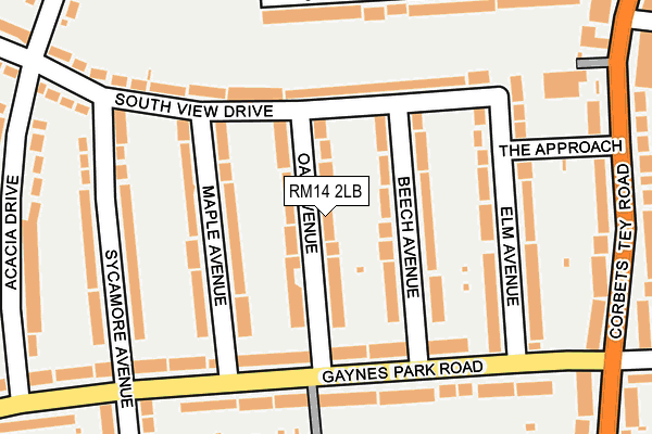 RM14 2LB map - OS OpenMap – Local (Ordnance Survey)