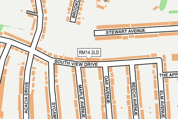 RM14 2LD map - OS OpenMap – Local (Ordnance Survey)