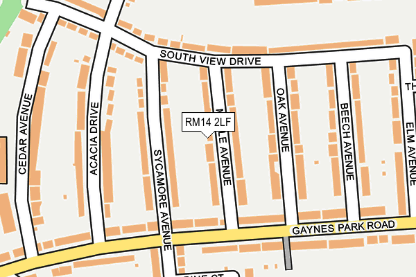 RM14 2LF map - OS OpenMap – Local (Ordnance Survey)