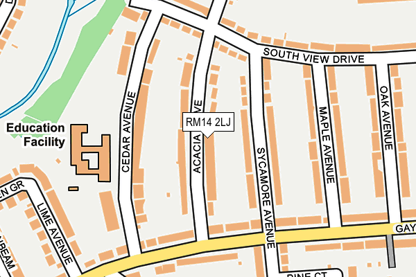 RM14 2LJ map - OS OpenMap – Local (Ordnance Survey)