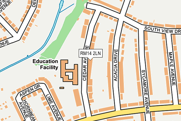 RM14 2LN map - OS OpenMap – Local (Ordnance Survey)