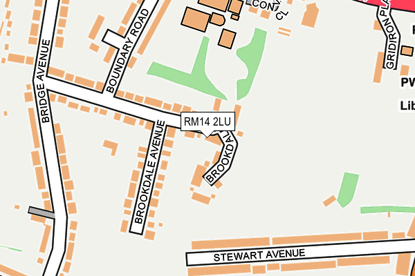 RM14 2LU map - OS OpenMap – Local (Ordnance Survey)