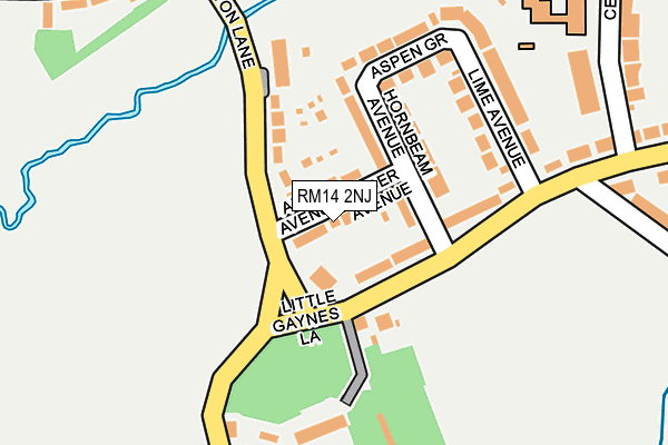 RM14 2NJ map - OS OpenMap – Local (Ordnance Survey)