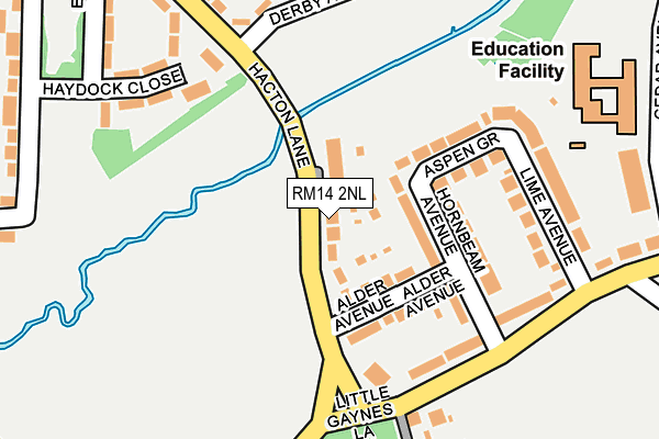 RM14 2NL map - OS OpenMap – Local (Ordnance Survey)