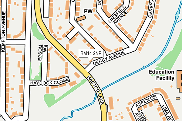 RM14 2NP map - OS OpenMap – Local (Ordnance Survey)