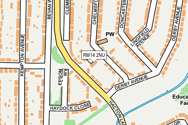 RM14 2NU map - OS OpenMap – Local (Ordnance Survey)
