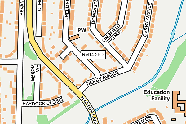 RM14 2PD map - OS OpenMap – Local (Ordnance Survey)
