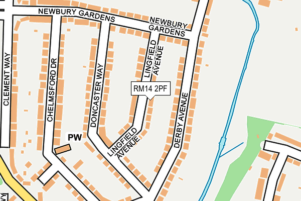 RM14 2PF map - OS OpenMap – Local (Ordnance Survey)