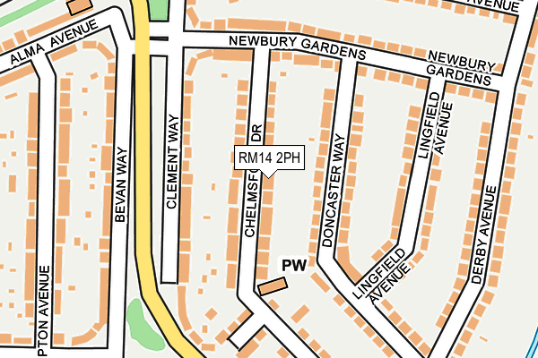 RM14 2PH map - OS OpenMap – Local (Ordnance Survey)