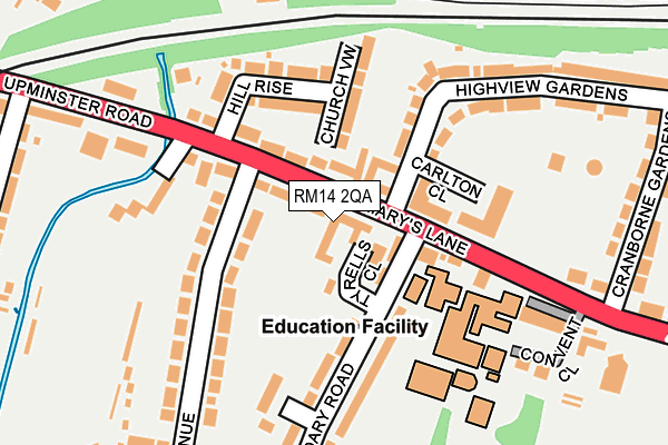 RM14 2QA map - OS OpenMap – Local (Ordnance Survey)