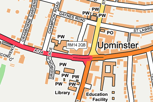 RM14 2QB map - OS OpenMap – Local (Ordnance Survey)