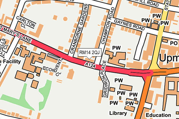 RM14 2QJ map - OS OpenMap – Local (Ordnance Survey)