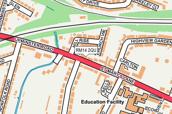 RM14 2QU map - OS OpenMap – Local (Ordnance Survey)