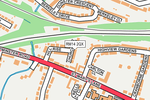 RM14 2QX map - OS OpenMap – Local (Ordnance Survey)