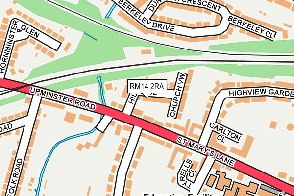 RM14 2RA map - OS OpenMap – Local (Ordnance Survey)