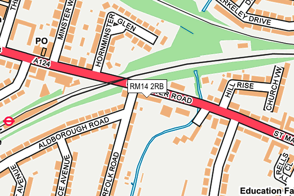 RM14 2RB map - OS OpenMap – Local (Ordnance Survey)