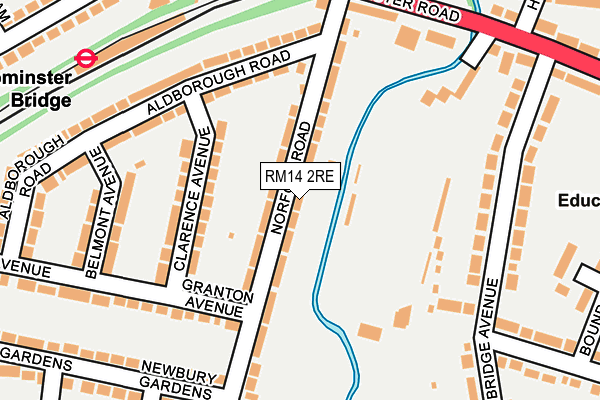 RM14 2RE map - OS OpenMap – Local (Ordnance Survey)