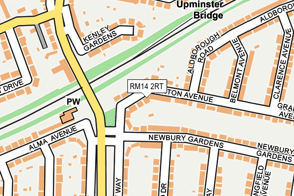 RM14 2RT map - OS OpenMap – Local (Ordnance Survey)