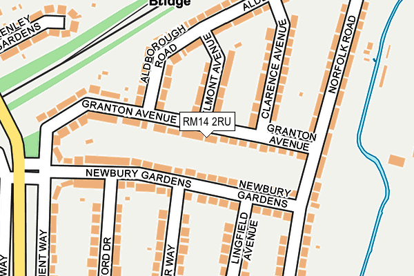 RM14 2RU map - OS OpenMap – Local (Ordnance Survey)