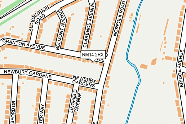 RM14 2RX map - OS OpenMap – Local (Ordnance Survey)