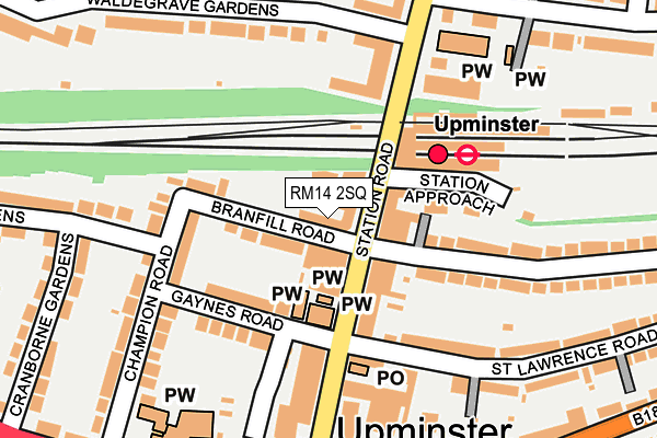 RM14 2SQ map - OS OpenMap – Local (Ordnance Survey)