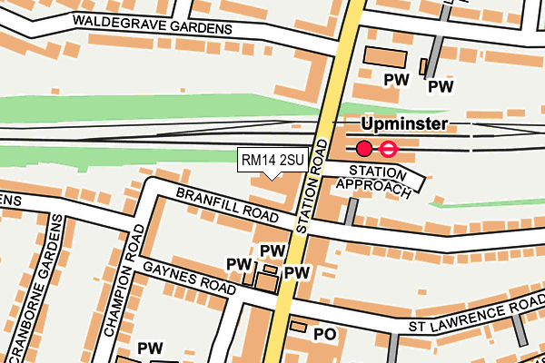 RM14 2SU map - OS OpenMap – Local (Ordnance Survey)