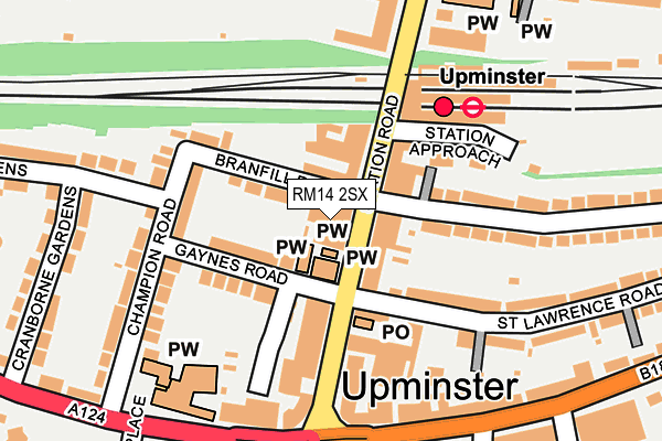 RM14 2SX map - OS OpenMap – Local (Ordnance Survey)