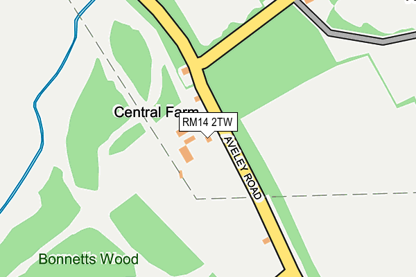 RM14 2TW map - OS OpenMap – Local (Ordnance Survey)