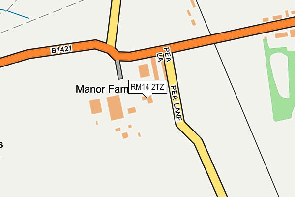 RM14 2TZ map - OS OpenMap – Local (Ordnance Survey)