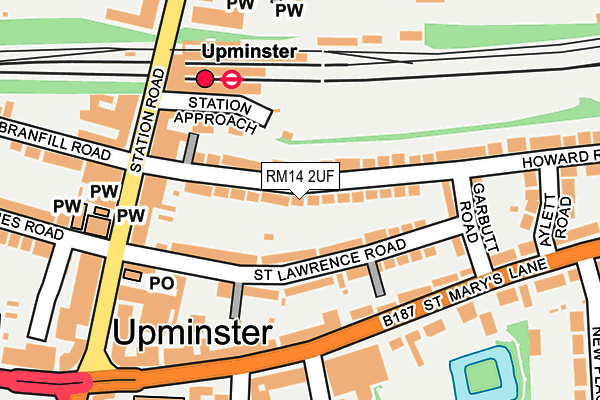RM14 2UF map - OS OpenMap – Local (Ordnance Survey)