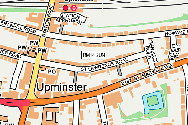 RM14 2UN map - OS OpenMap – Local (Ordnance Survey)