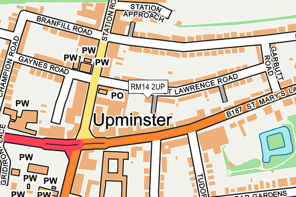 RM14 2UP map - OS OpenMap – Local (Ordnance Survey)