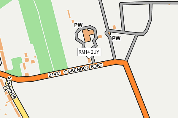 RM14 2UY map - OS OpenMap – Local (Ordnance Survey)