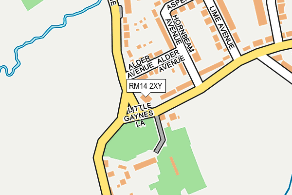 RM14 2XY map - OS OpenMap – Local (Ordnance Survey)