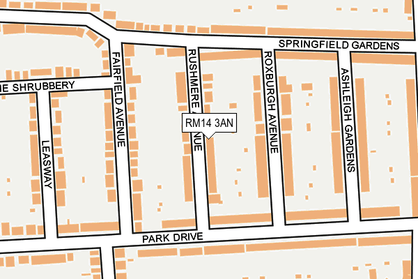 RM14 3AN map - OS OpenMap – Local (Ordnance Survey)