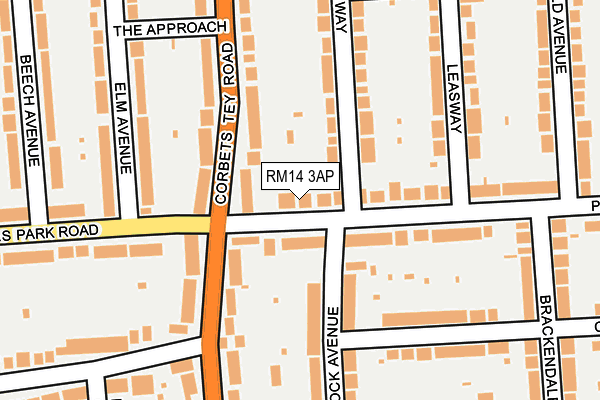 RM14 3AP map - OS OpenMap – Local (Ordnance Survey)