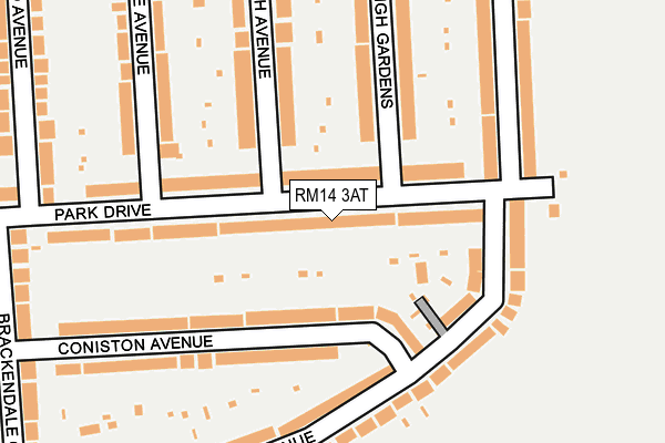 RM14 3AT map - OS OpenMap – Local (Ordnance Survey)