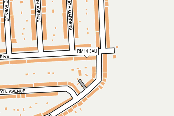 RM14 3AU map - OS OpenMap – Local (Ordnance Survey)