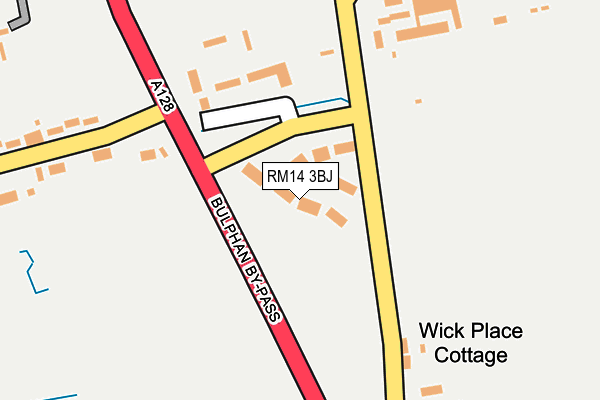 RM14 3BJ map - OS OpenMap – Local (Ordnance Survey)