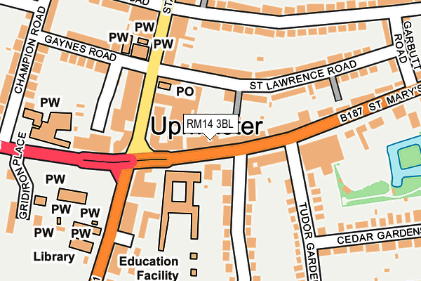 RM14 3BL map - OS OpenMap – Local (Ordnance Survey)