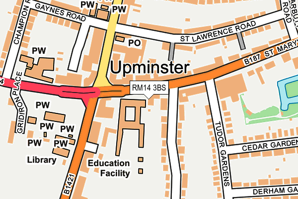 RM14 3BS map - OS OpenMap – Local (Ordnance Survey)
