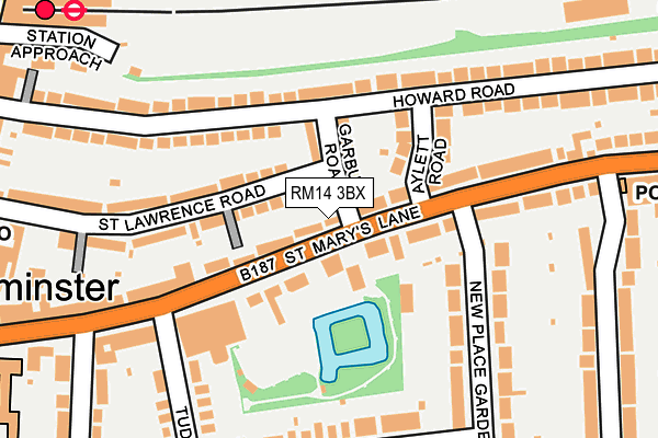RM14 3BX map - OS OpenMap – Local (Ordnance Survey)