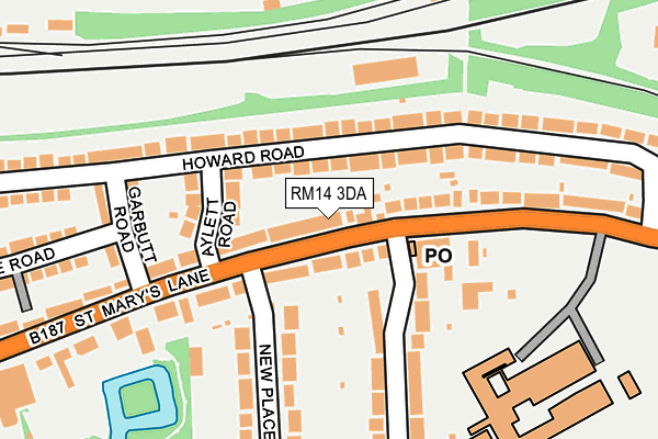 RM14 3DA map - OS OpenMap – Local (Ordnance Survey)