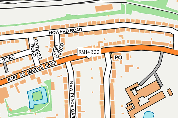 RM14 3DD map - OS OpenMap – Local (Ordnance Survey)